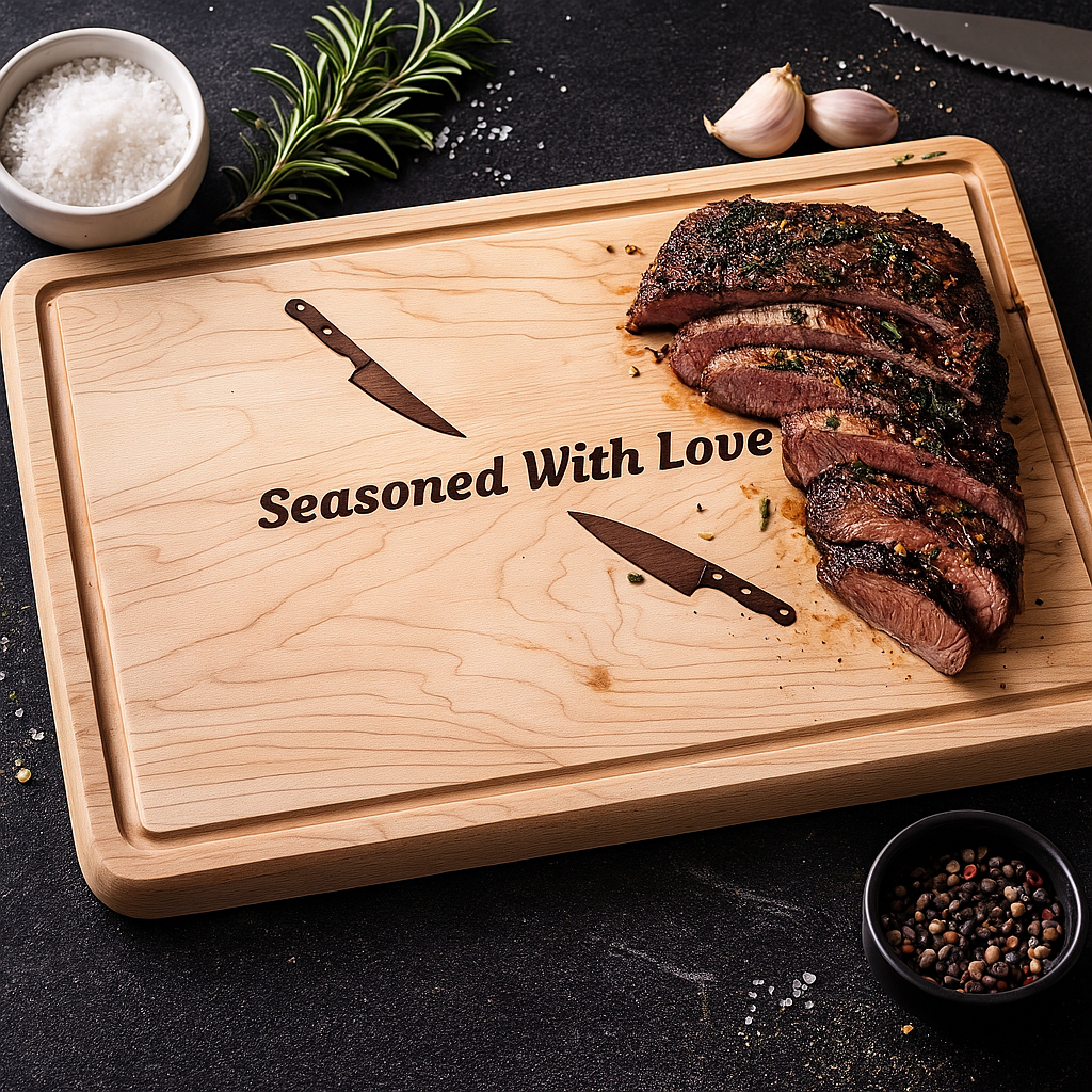 Seasoned With Love Engraved Wooden Cutting Board