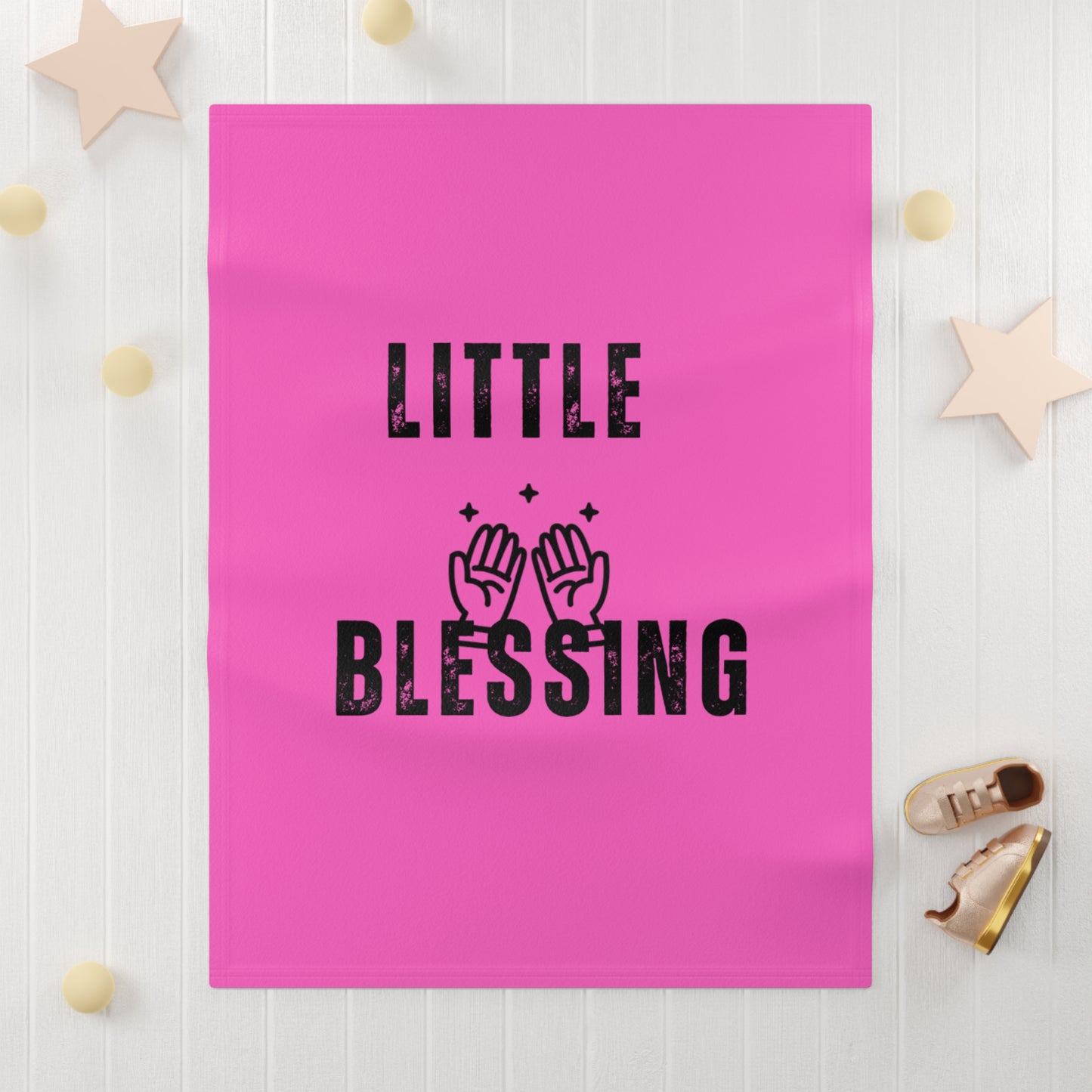 Baby Blanket — "Little Blessing" Soft Fleece Newborn Gift (Pink)