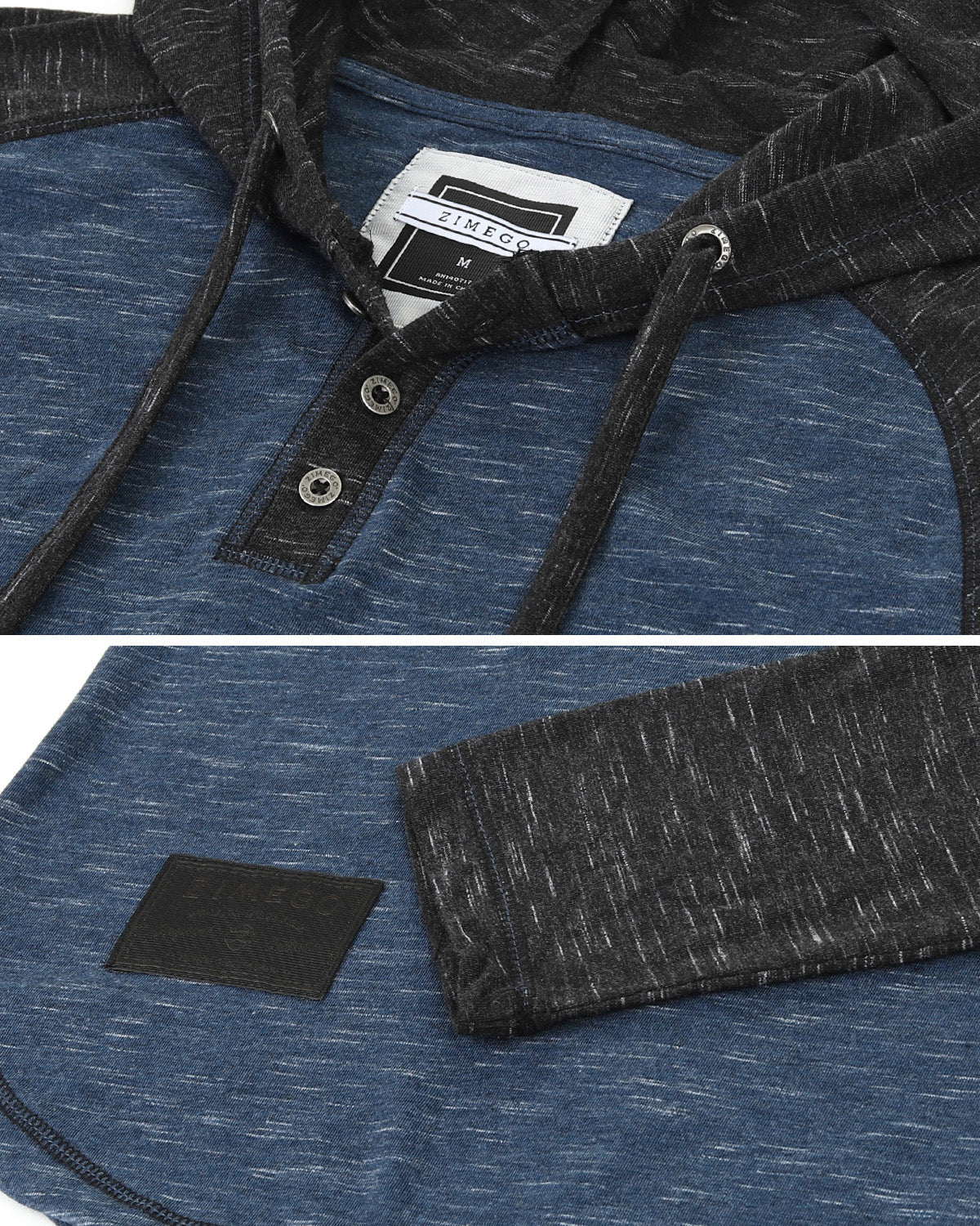 ZIMEGO Mens Long Sleeve Lightweight Hooded Henley – Color Block Pullover Hoodie for Casual Gym Workout Travel