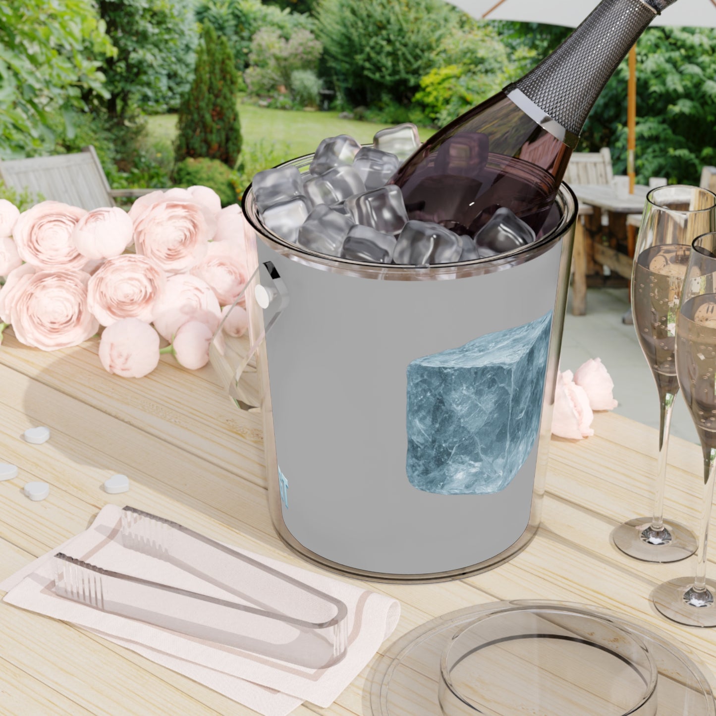 'OGT' Frosted Letter Ice Bucket with Tongs
