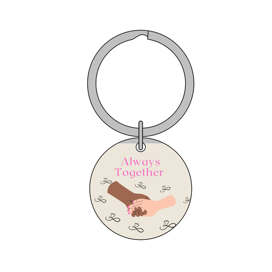 Always Together Round Stainless Steel Keychain