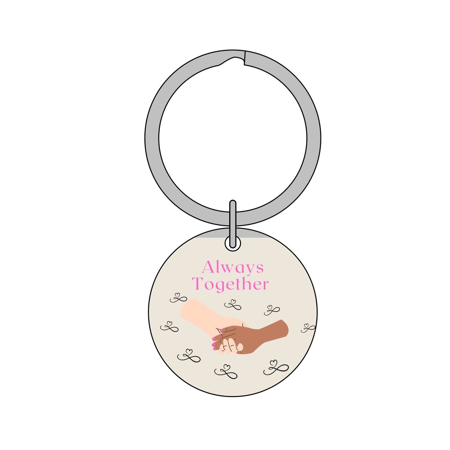 Always Together Round Stainless Steel Keychain