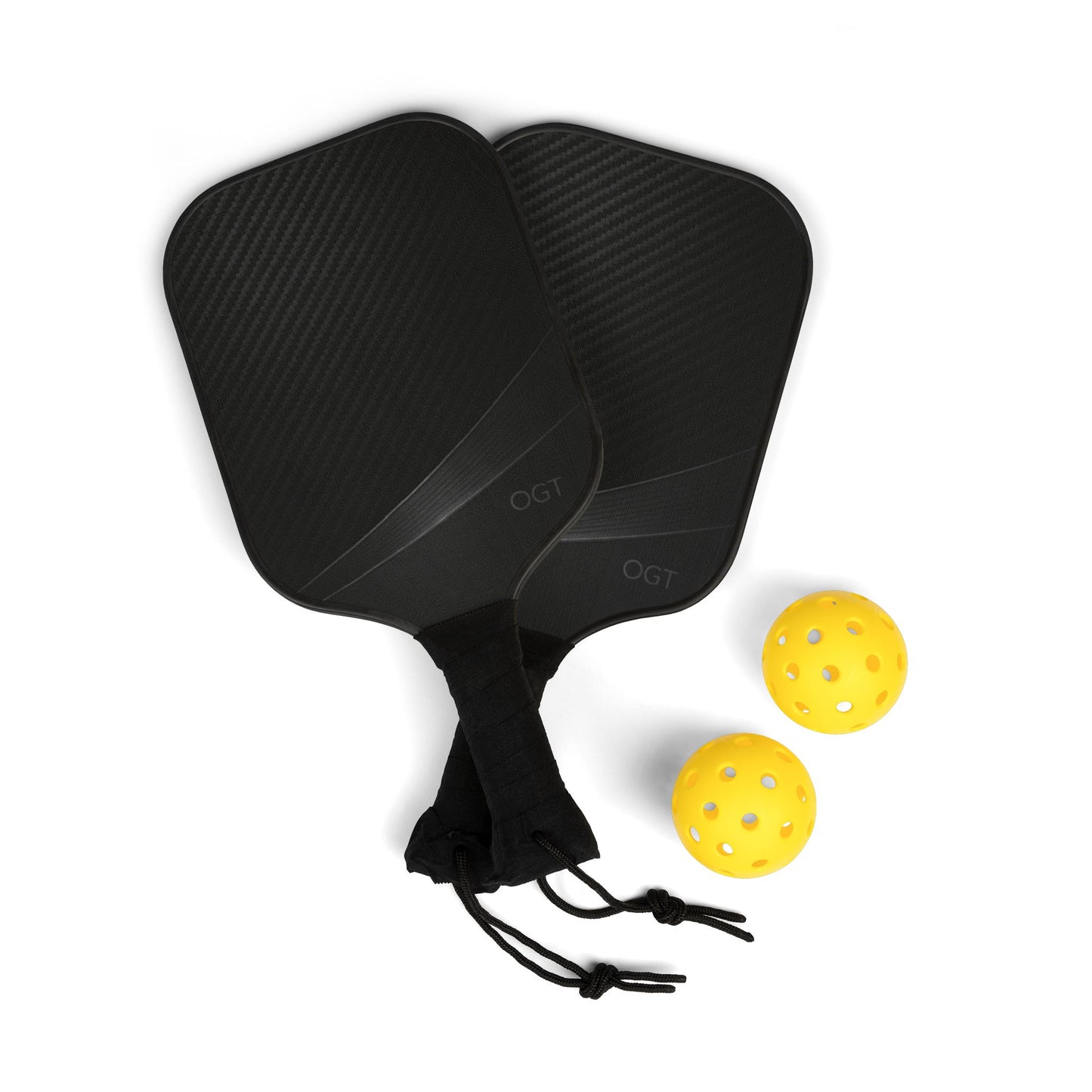 Black Carbon Pickleball Paddles & Balls Set