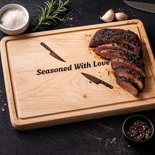 Seasoned With Love Engraved Wooden Cutting Board