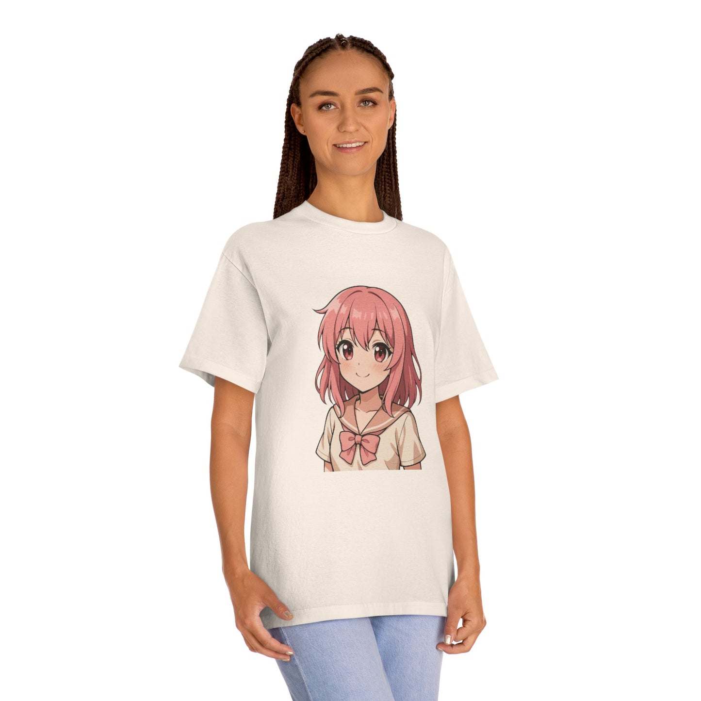Anime Soft-Girl Tee — Pink Sakura Character
