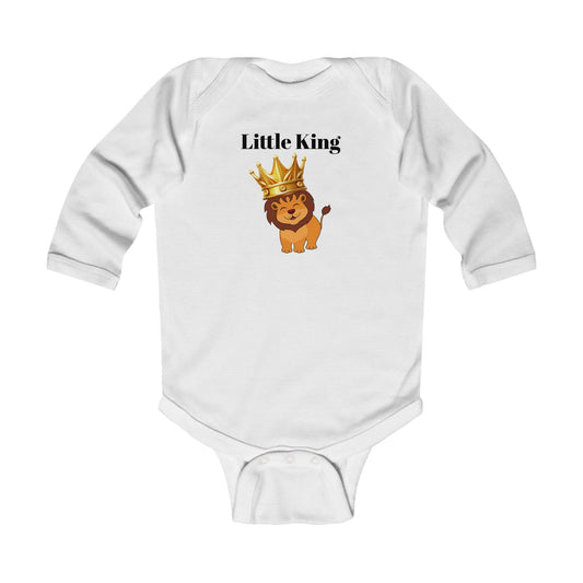 Infant Bodysuit – "Little King" Lion Crown Long Sleeve Baby Onesie