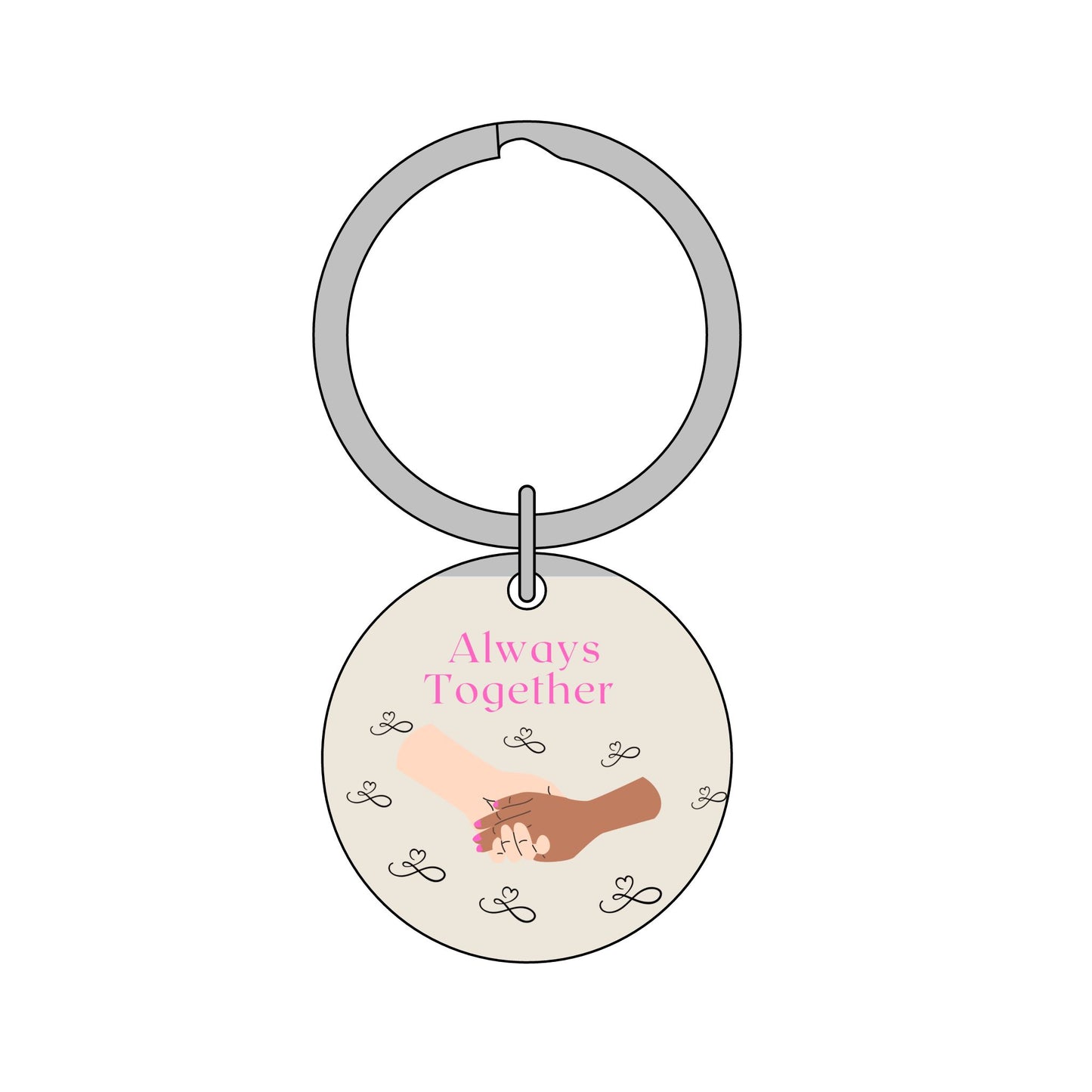 Always Together Round Stainless Steel Keychain