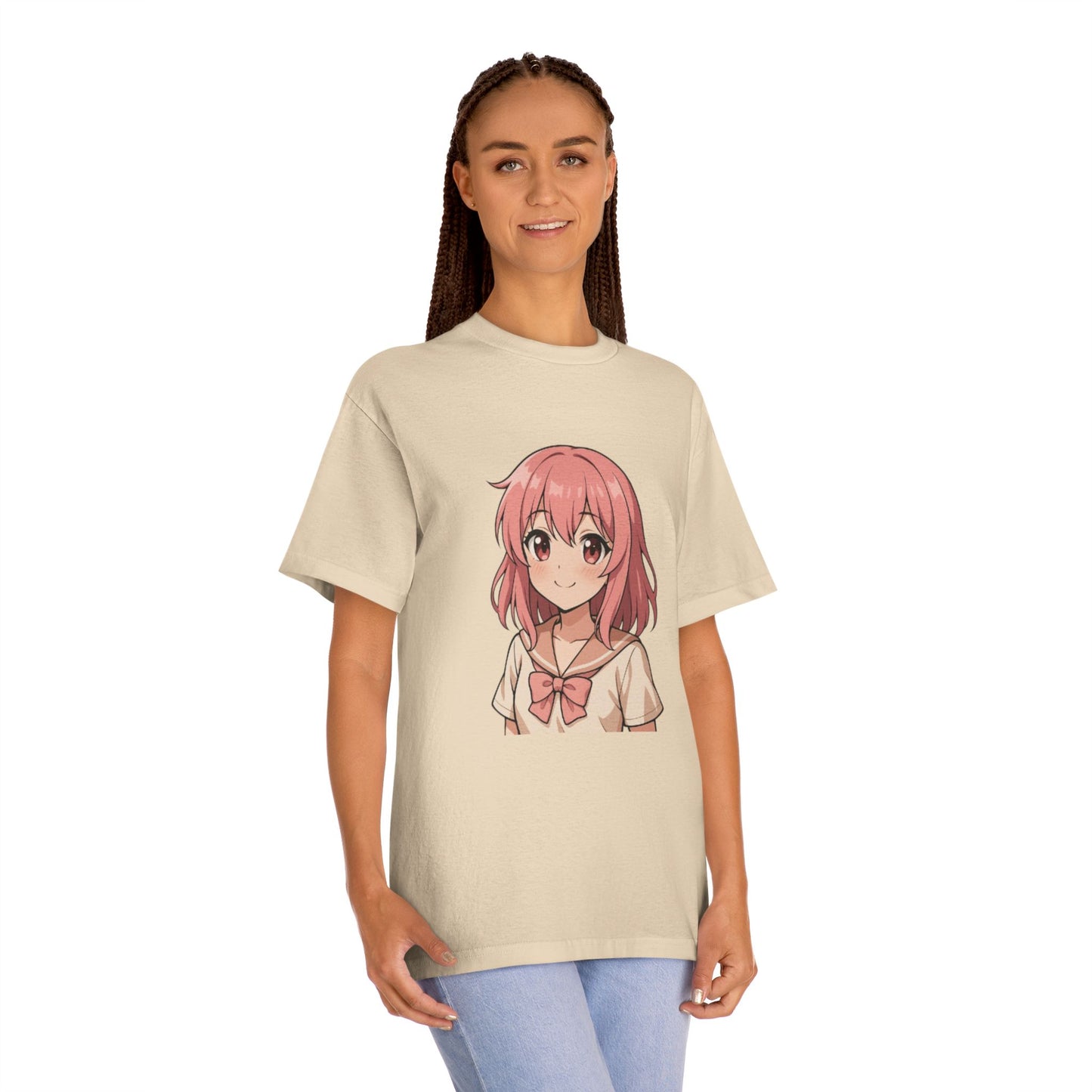 Anime Soft-Girl Tee — Pink Sakura Character