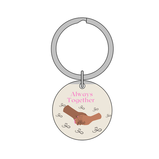 Always Together Round Stainless Steel Keychain